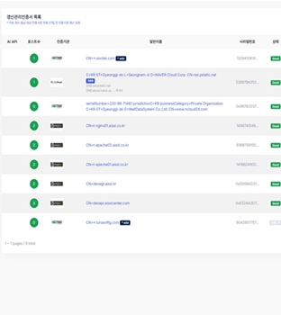 갱신관리인증서 화면